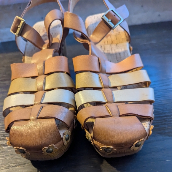 Korks Willow Tan Pink Brown Platform Sandal Size 8 - Picture 5 of 6